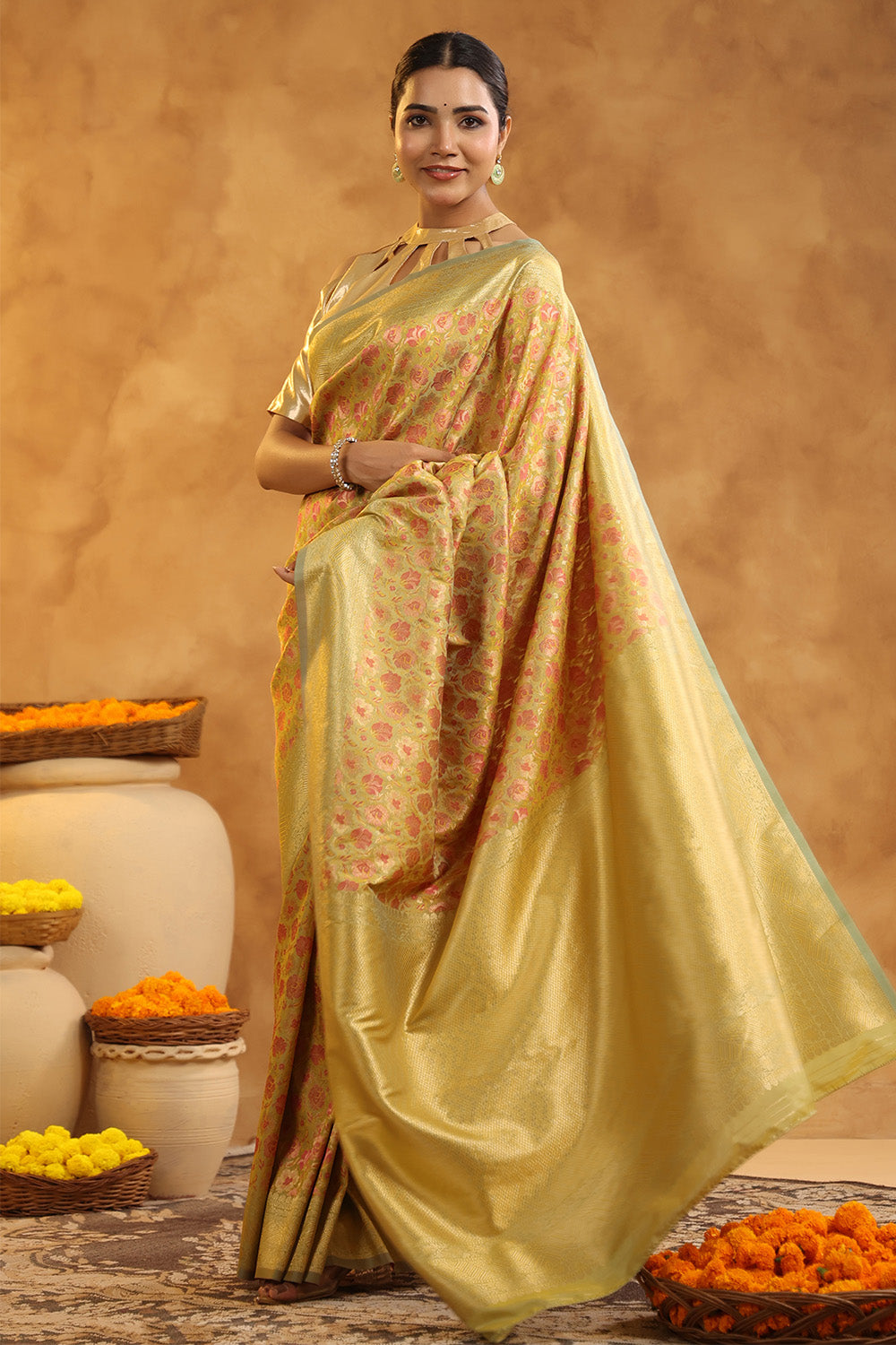 Husk Color Woven Silk Saree