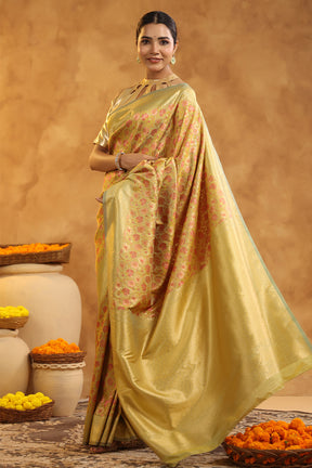 Husk Color Woven Silk Saree