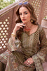 Beige & Sage Green Spun Mughal-Inspired Paisley Printed Unstitched Suits Material