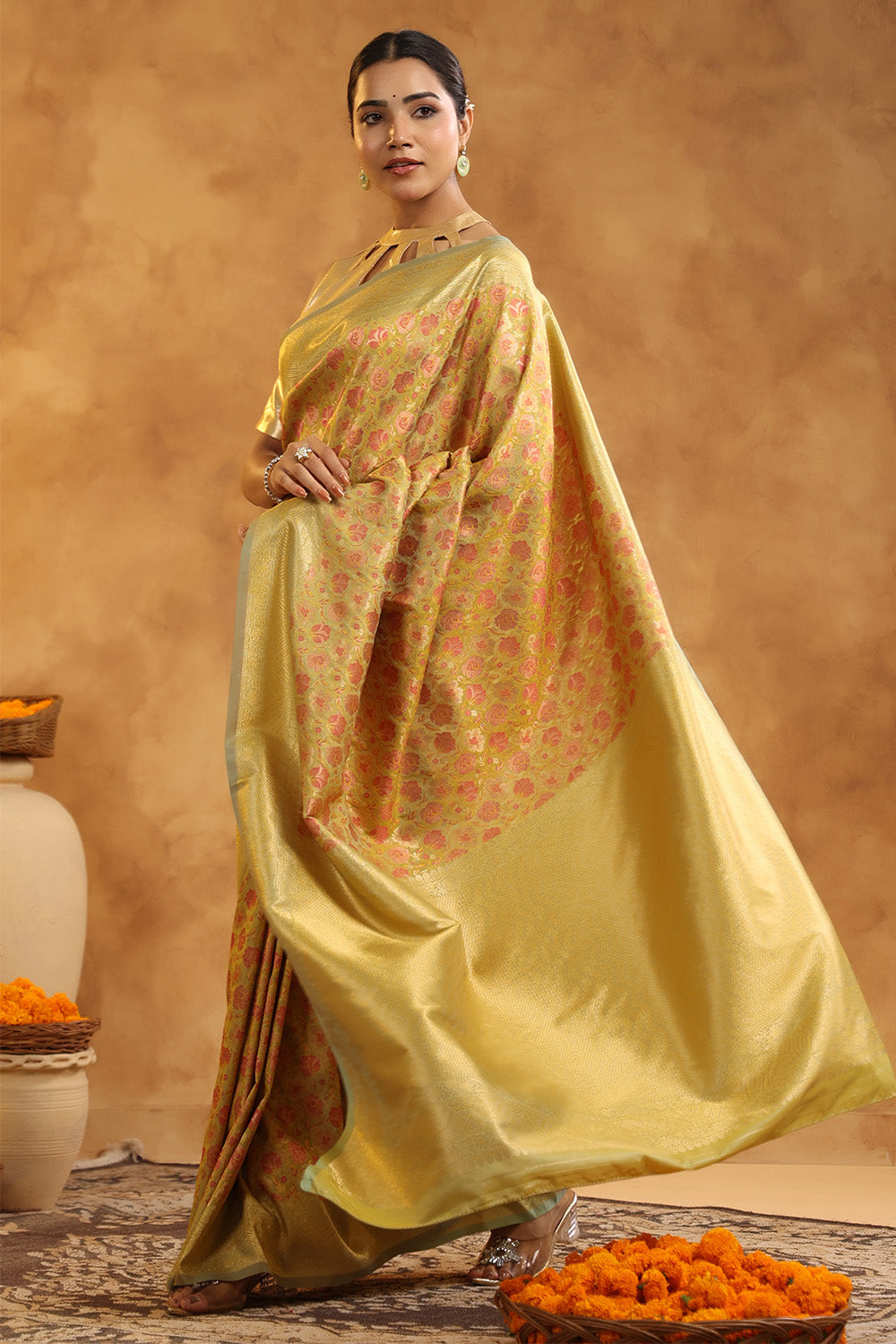Husk Color Woven Silk Saree