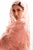 Peach Colour Organza Embroidered Unstitched Suit Material