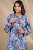Turquoise Colour Muslin Printed Co-Ord Set