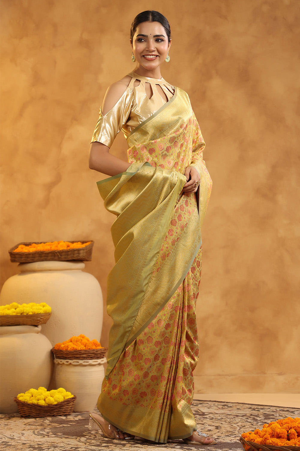 Husk Color Woven Silk Saree