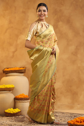 Husk Color Woven Silk Saree