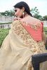Cream Color Tissue Silk Embroidered Saree