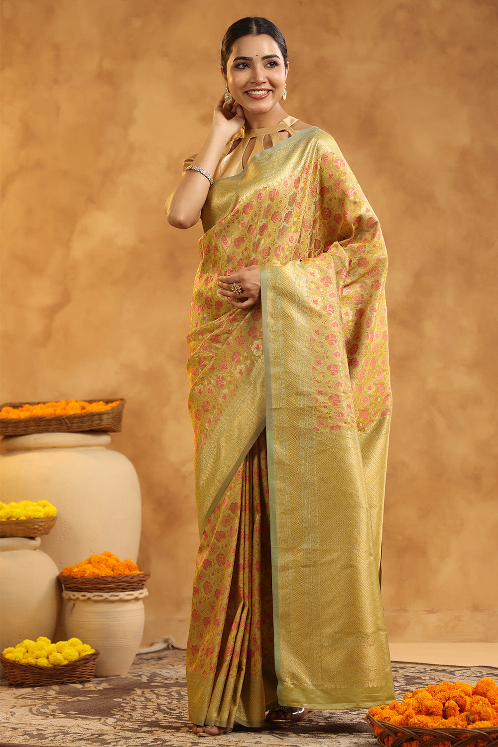 Husk Color Woven Silk Saree