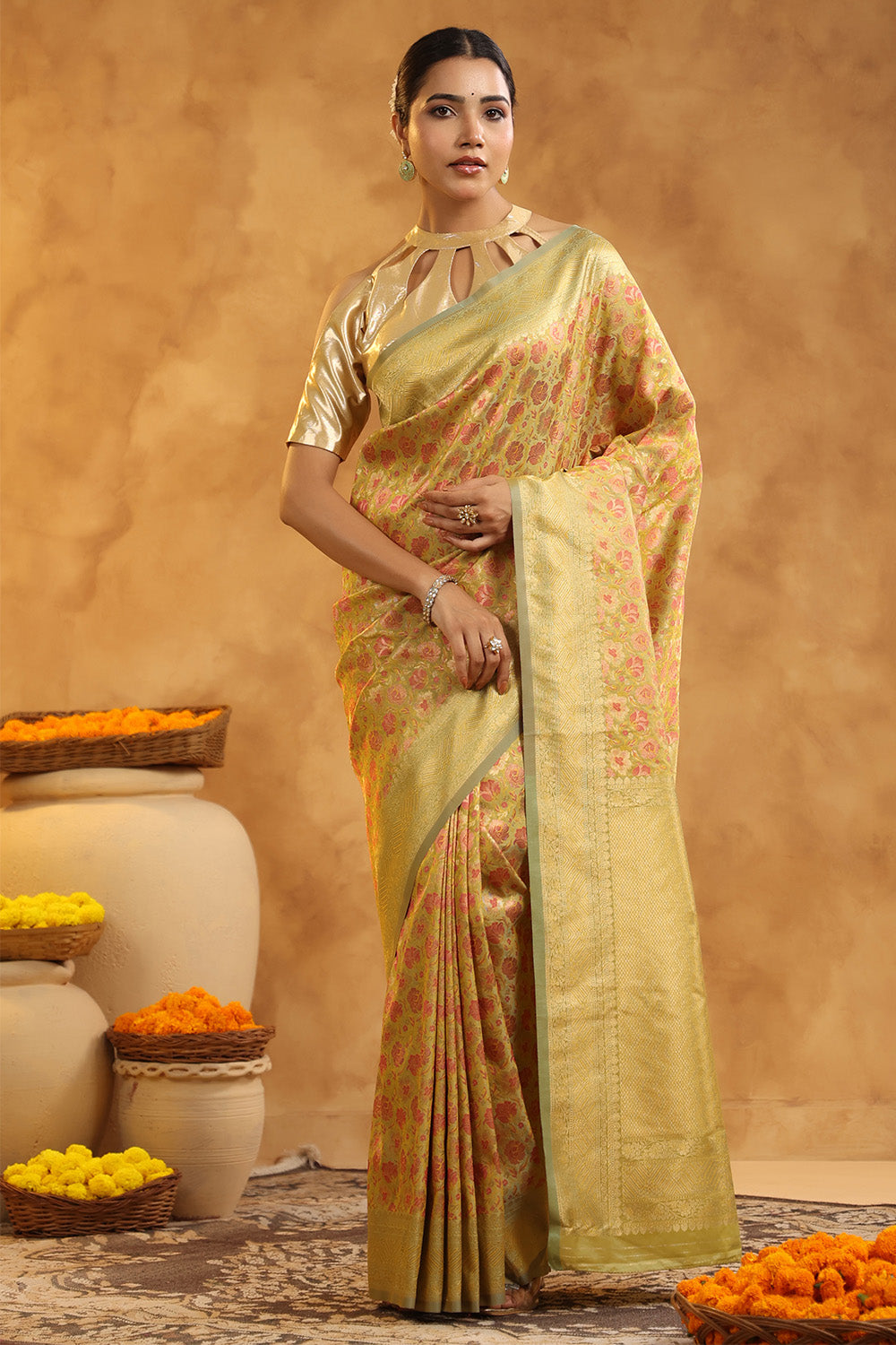 Husk Color Woven Silk Saree