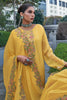 Mustard Color Embroidered Organza Unstitched Suit Material