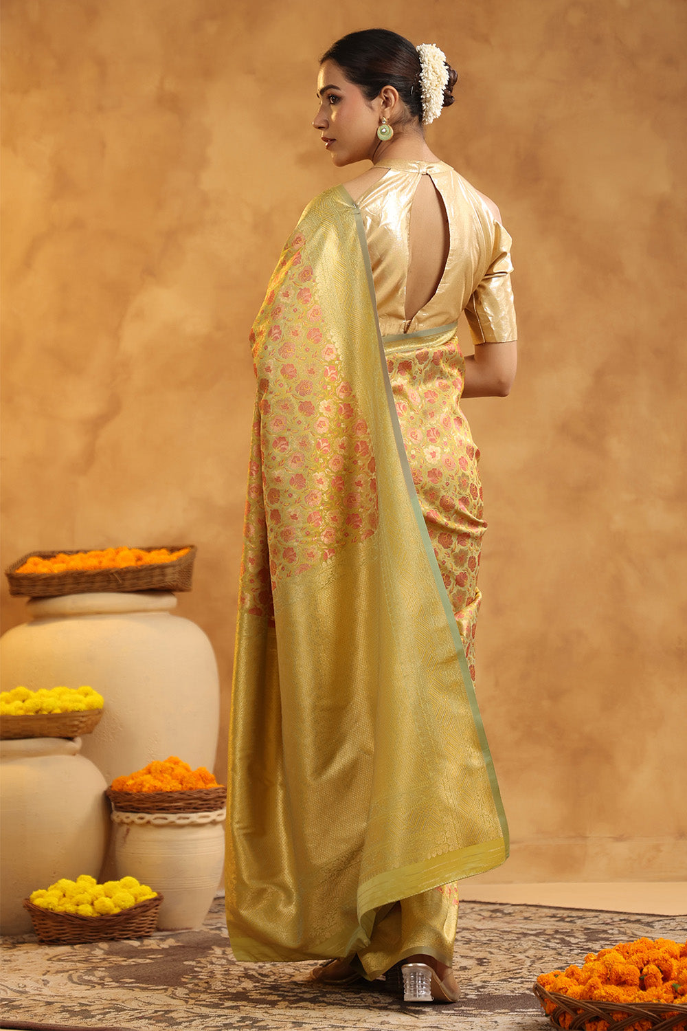 Husk Color Woven Silk Saree