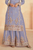 Lavender Color Crepe Silk Resham Embroidered Suit With Palazzo