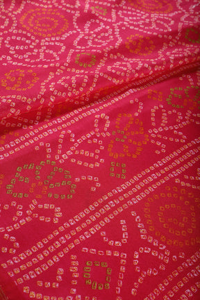 Fuchsia Pink Colour Chiffon Bandhani Printed Saree