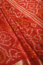Red Colour Chiffon Bandhani Printed Saree