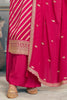 Red Embroidered & Woven Chanderi Silk Unstitched Suit Fabric