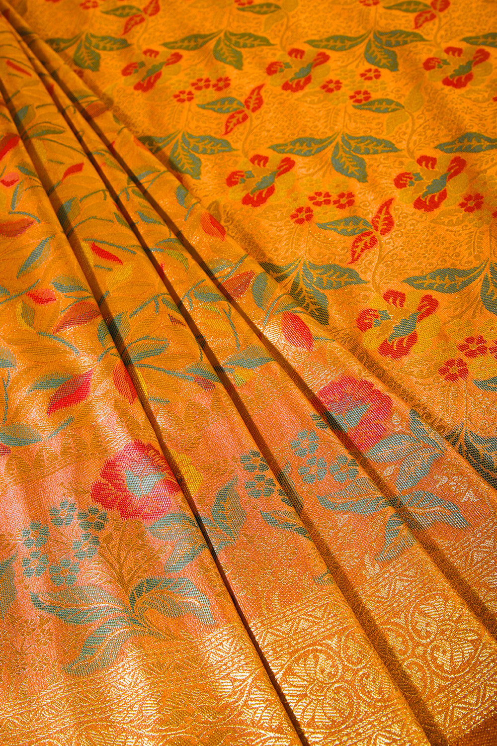 Mustard Color South Soft Silk Woven Saree