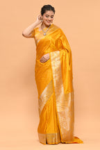 Mustard Color Zari Woven Banarasi Silk Woven