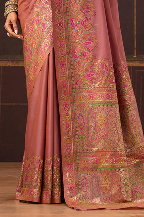 Peach Color Soft Silk Kalamkari Woven Saree