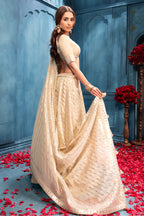 Cream Matelic Tissue Embroidered Lehanga
