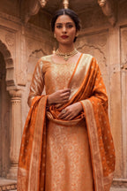 Mustard Banarsi Silk Woven Unstitched Suit Material