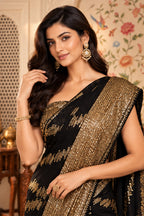 Black Sequins Embroidered Georgette Saree