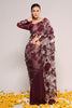 Wine Color Net Embroidered Saree