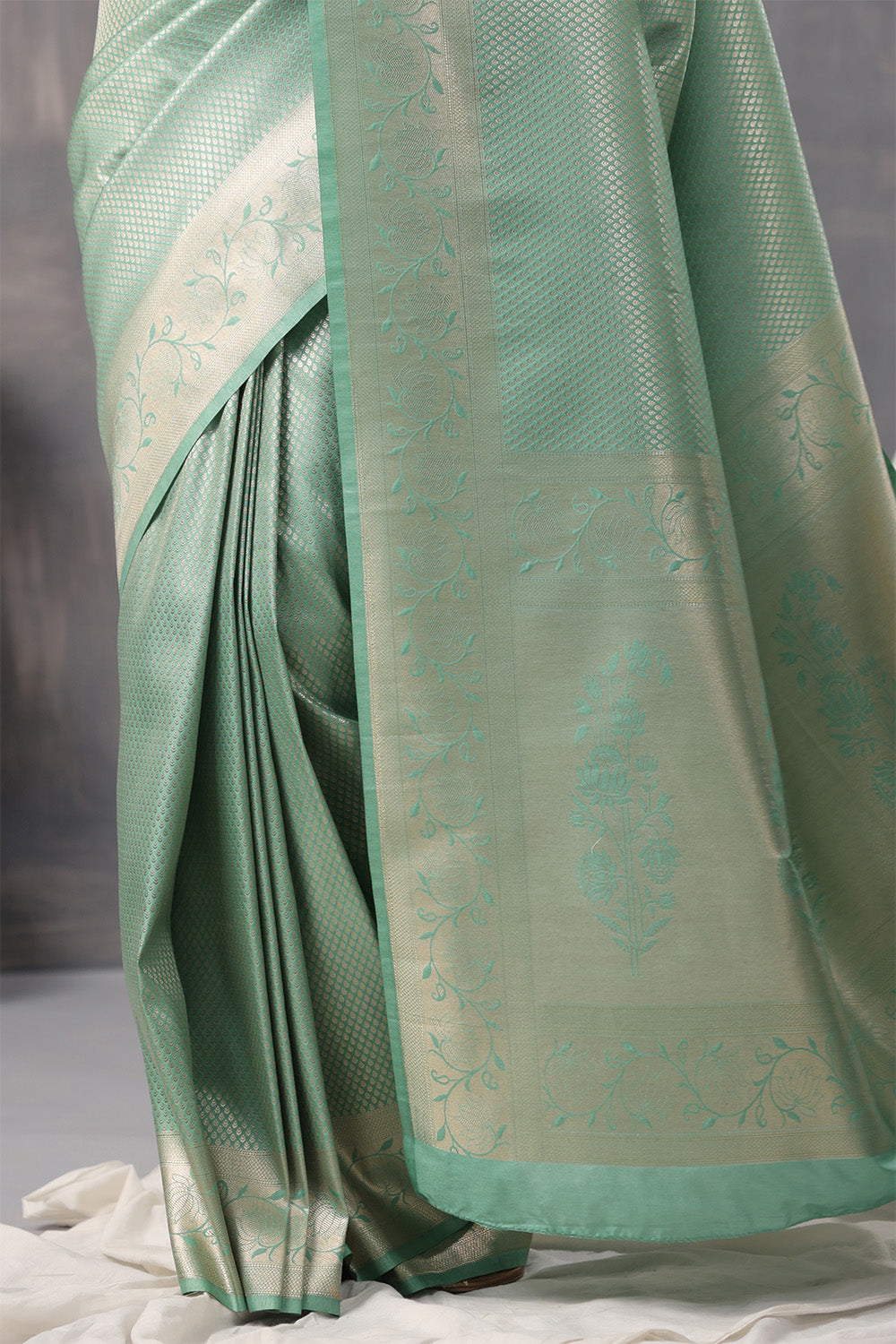Sea Green Color Silk Woven Saree