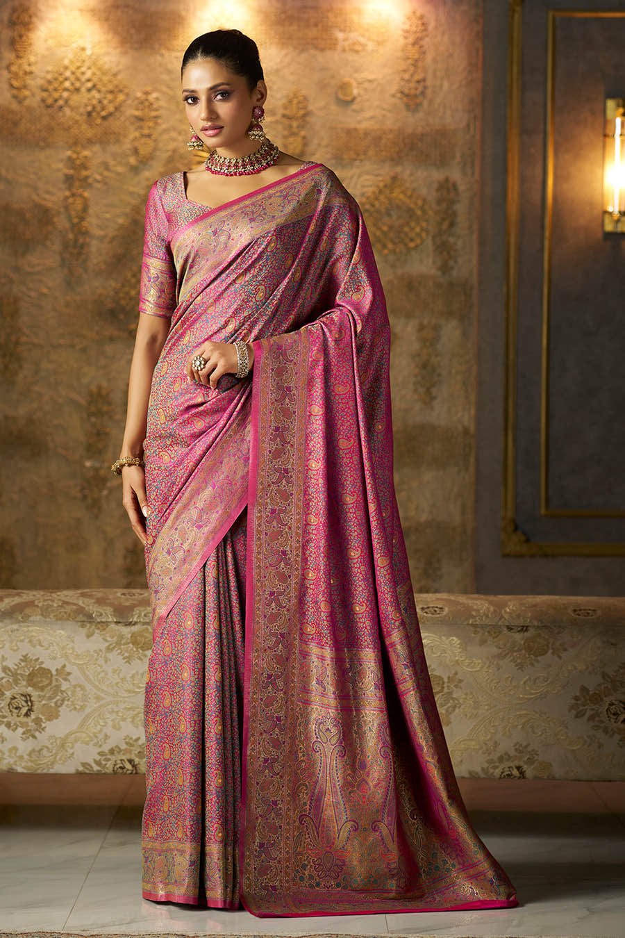 Rani Minakari Woven Silk Saree
