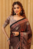 Light Brown Pure Mulberry Silk Printed And Embroidered Saree