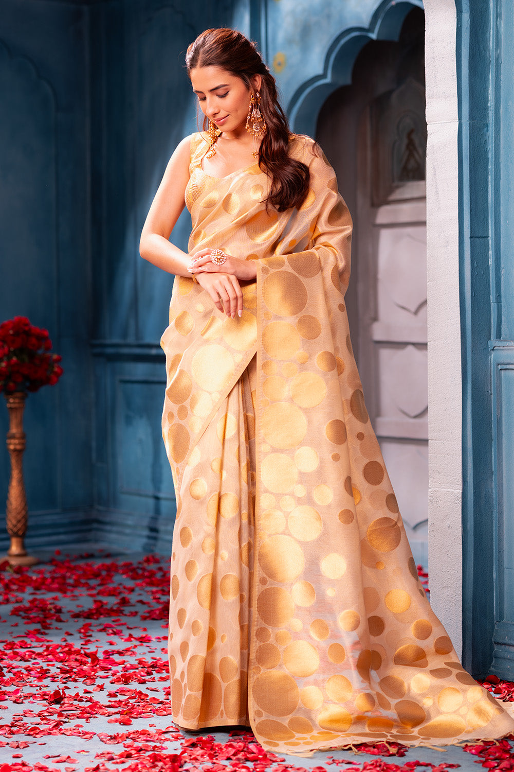 Gold Tissue Zari Woven Saree
