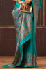 Teal Soft Silk Kalamkari Woven Saree