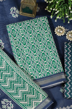 Green Cotton Ajrakh Block Print Unstitched Suit Material