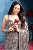 Grey Pure Georgette Sequins Embroidered Saree