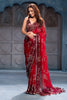 Red Pure Georgette Sequins Floral Embroidered Saree