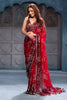 Red Pure Georgette Sequins Floral Embroidered Saree