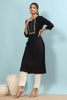 Black Color Cotton Embroidery Kurta