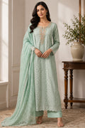 Mint Green Georgette Chikankari Work Unstiched Suit