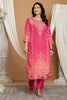 Magenta Pink Chanderi Silk Printed Straight Suit