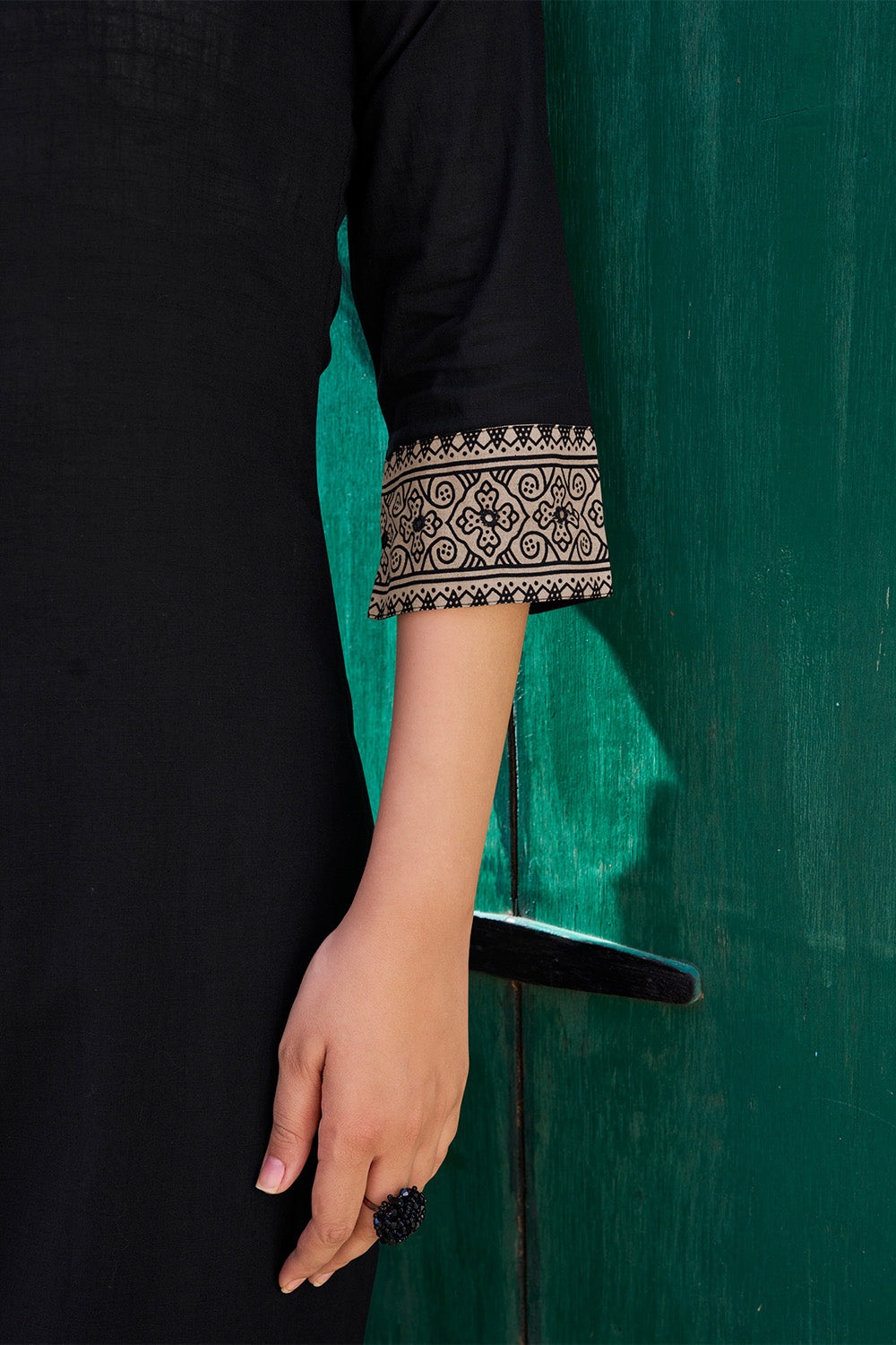 Black Color Cotton Kurta Set