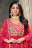 Fuchsia Pink Color Georgette Fabric Neck Embroidered & Bandhani Printed Anarkali KurtI