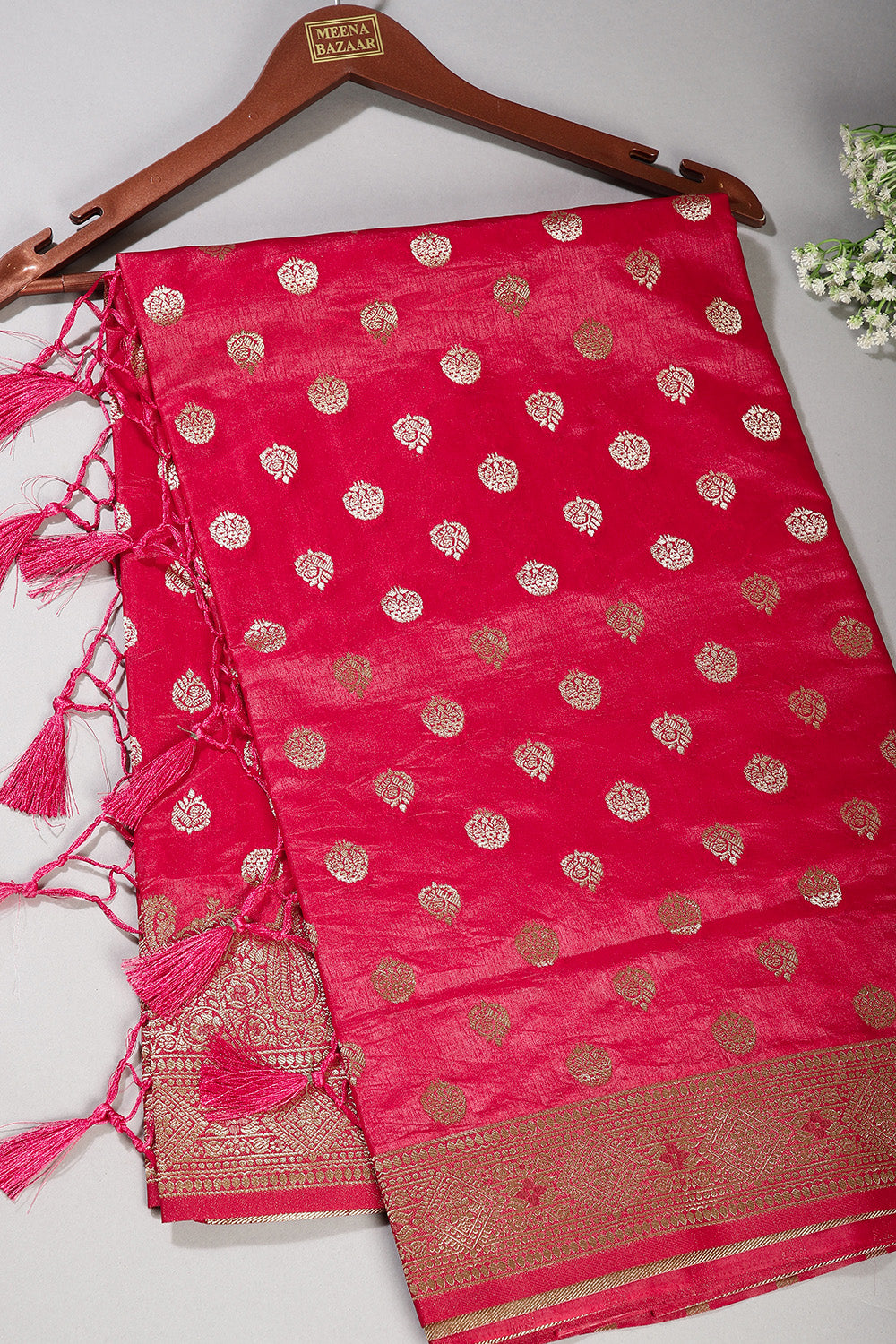 Persian Rani Color Tissue Silk Woven Saree
