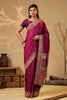 Dark Scarlet Soft Silk Kalamkari Woven Saree