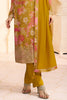 Mustard Chinone Silk Floral Printed And Embroidered Unstitched Suit Fabric