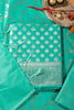 Sea Green Silk Zari Woven Unstitched Suit Fabric