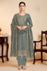 Grey Tissue Silk Embroidered Unstitched Suit Fabric