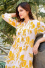 Cream & Yellow Cotton Floral Printed Kurta Set