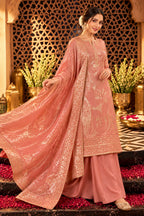 Pink Tissue Sequins Embroidered Unstitched Suit Material