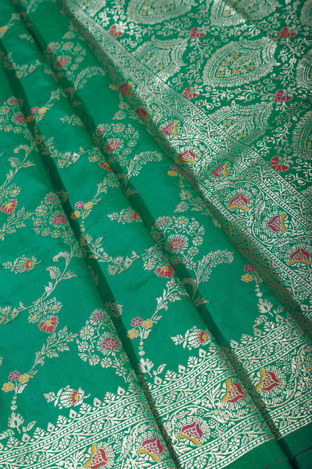 Sea Green Colour Banarasi Silk Woven Saree