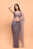 Light Mauve Color Net Cut-Dana And Zari Embroidered Saree