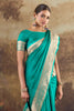 Teal Eri Silk Zari Woven Saree