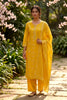Mustard Muslin Printed Straight Suit