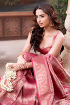 Rani Color Zari Woven Tissue Silk Saree